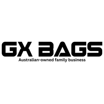 Bold black wordmark logo reading "GX Bags" with the tagline "Australian-owned family business" beneath it on a white background.