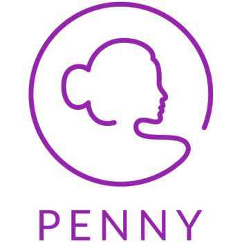 Logo depicting a purple outline of a woman’s profile enclosed within a circular line.