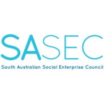 SASEC logo, South Australian Social Enterprise Council in teal blue text on a white background.