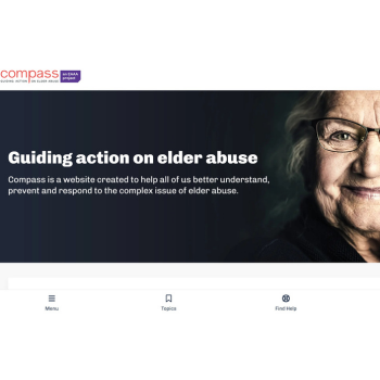 Screenshot of the Compass website - an EAAA project providing resources to understand, prevent and respond to elder abuse.